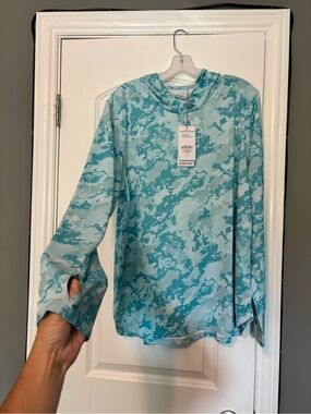 3D Cool Angler Hoodie Bass Pro Shops Milky Blue Swell - Aqua Camo XL